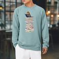 Robin Bird Reads Books Garden Backyard Birds Raglan Sleeve Sweatshirt Cardinal