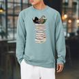 Robin Owl Bird Birds With Books Birdlover Animal Raglan Sleeve Sweatshirt Cardinal