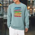 RtY Book Colorful Art Painting Graphic Motif Book Small Raglan Sleeve Sweatshirt Cardinal