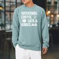 Weekends Coffee Cats And Books Raglan Sleeve Sweatshirt Cardinal Weekends Coffee Cats And Books Raglan Sleeve Sweatshirt Cardinal