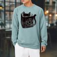 SataniCat Pentagram Cat Satan Demon Necronomicon Book Lover Raglan Sleeve Sweatshirt Cardinal