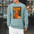 Sci Fi Pin Up Girl Science Fiction Vintage Horror Comic Book Raglan Sleeve Sweatshirt Cardinal