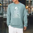 Skeleton Book Fairy Fantasy Witchy Bookworm Reading Raglan Sleeve Sweatshirt Cardinal