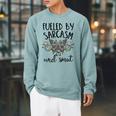 Smut And Sarcasm Women Sarcastic Romance Reader Smutty Books Raglan Sleeve Sweatshirt Cardinal