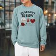 Smutt Book Merch Read Smut Be Happy Dark Romance Triggers Premium Tri-Blend Raglan Sleeve Sweatshirt Cardinal