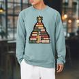 Snowy Book Tree Christmas For Readers And Librarians Raglan Sleeve Sweatshirt Cardinal