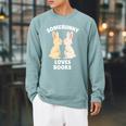Somebunny Loves Books Cute Easter Bunny Book Lover Raglan Sleeve Sweatshirt Cardinal