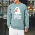 Sorry Im Boooked Reading Ghost Book Meme Raglan Sleeve Sweatshirt Cardinal