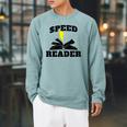Speed Reader Book Lover Reading Raglan Sleeve Sweatshirt Cardinal