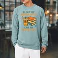 Spicy Books And Iced Coffee Book Lover Smut Reader Raglan Sleeve Sweatshirt Cardinal