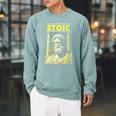Stoic Philosophy Vintage Book Cover Stoicism Philosopher Raglan Sleeve Sweatshirt Cardinal