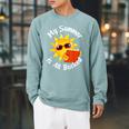 My Summer Is All Booked Book For English Teacher For Men Women Kids Raglan Sleeve Sweatshirt Cardinal