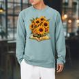 Sunflowers Flowers Book Floral Raglan Sleeve Sweatshirt Cardinal Sunflowers Flowers Book Floral Raglan Sleeve Sweatshirt Cardinal