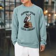 Support Your Local Library Reading For Book Lovers Readers Raglan Sleeve Sweatshirt Cardinal