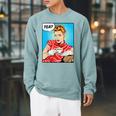 Tea Pop Art Comic Book Cartoon Tea Party Tea Lover Drinking Raglan Sleeve Sweatshirt Cardinal