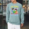 Teacher Heart Text Book For Men Women Raglan Sleeve Sweatshirt Cardinal
