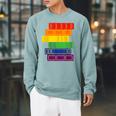 Threadless Grey Sky Chai Rainbow Book Pride Stack Graphic Raglan Sleeve Sweatshirt Cardinal