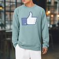 Thumbs Up Like Face Book Icon Raglan Sleeve Sweatshirt Cardinal