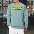 THWACK Vintage Retro Comic Book Raglan Sleeve Sweatshirt Cardinal
