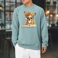 Tiny Puppy Open Book Reading Dog Lover Graphic Round Glasses Raglan Sleeve Sweatshirt Cardinal Tiny Puppy Open Book Reading Dog Lover Graphic Round Glasses Raglan Sleeve Sweatshirt Cardinal