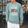 Today a Reader Tomorrow a Leader Books Raglan Sleeve Sweatshirt Cardinal