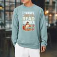 I Travel Just To Read Books For Women Vacation Raglan Sleeve Sweatshirt Cardinal