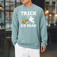 Trick Or Read Halloween Books Halloween Read Trick Or Read Raglan Sleeve Sweatshirt Cardinal