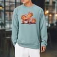 Turkey Reading Books Fall Thanksgiving Teacher Book Lovers Raglan Sleeve Sweatshirt Cardinal