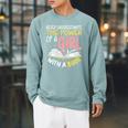 Never Underestimate Bookworm Girl Book Reader Reading Raglan Sleeve Sweatshirt Cardinal