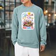 Unearth A Story Reading Book Flowers Summer Reading 2026 Raglan Sleeve Sweatshirt Cardinal