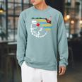 Unearth a Story T-Rex Reading a Book Summer Reading 2026 Raglan Sleeve Sweatshirt Cardinal