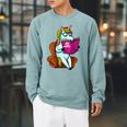 Unicorn Librarian For A Teacher Reading Book In School Raglan Sleeve Sweatshirt Cardinal