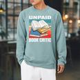 Unpaid Book Critic Book Reader Bookworm Vintage Raglan Sleeve Sweatshirt Cardinal