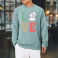 Valentines Day Book Lover Reading Raglan Sleeve Sweatshirt Cardinal