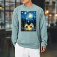 Van Gogh Starry Night Ghost Book Reading Camping Halloween Raglan Sleeve Sweatshirt Cardinal Van Gogh Starry Night Ghost Book Reading Camping Halloween Raglan Sleeve Sweatshirt Cardinal