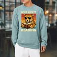 Vintage Cheetah Reading Book Wild About Reading Shirts Boys Raglan Sleeve Sweatshirt Cardinal