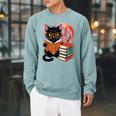 Vintage Japanese Cat Book Lovers Librarian Dad Teacher Raglan Sleeve Sweatshirt Cardinal Vintage Japanese Cat Book Lovers Librarian Dad Teacher Raglan Sleeve Sweatshirt Cardinal