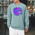 Volleyball Lets Pepper Retro Pop Comic Book Style Player Art Raglan Sleeve Sweatshirt Cardinal