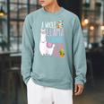 A Whole Llama Learning Going On Book Reading School Llama Raglan Sleeve Sweatshirt Cardinal