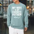 My Wife Is My Favorite Author Book Lover Raglan Sleeve Sweatshirt Cardinal