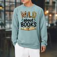 Wild About Books Booklover & Bibliophile Raglan Sleeve Sweatshirt Cardinal