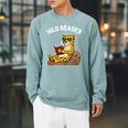 Wild Reader Cool Jaguar With Sunglasses Reading Book Kids Raglan Sleeve Sweatshirt Cardinal