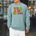 Wild About Reading Book Animal Teacher Children's Book Lover Raglan Sleeve Sweatshirt Cardinal