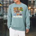 Wild About Reading Book Lover Bookworm Library Day Raglan Sleeve Sweatshirt Cardinal