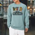 Wild About Reading Reading Books And Bookworm Library Day Raglan Sleeve Sweatshirt Cardinal