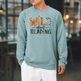 Wild About Reading Library Day Reading Books And Bookworm Raglan Sleeve Sweatshirt Cardinal