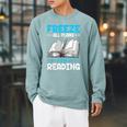 Winter Reading Book Bookworm Winter Raglan Sleeve Sweatshirt Cardinal