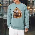 Wise Fox Reading A Book In Glasses Raglan Sleeve Sweatshirt Cardinal Wise Fox Reading A Book In Glasses Raglan Sleeve Sweatshirt Cardinal
