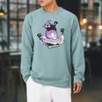 Witch Ghost Cat Skull Magic Books Raglan Sleeve Sweatshirt Cardinal