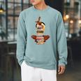 Woman And Books Stack Afro Girl Book Lover Raglan Sleeve Sweatshirt Cardinal